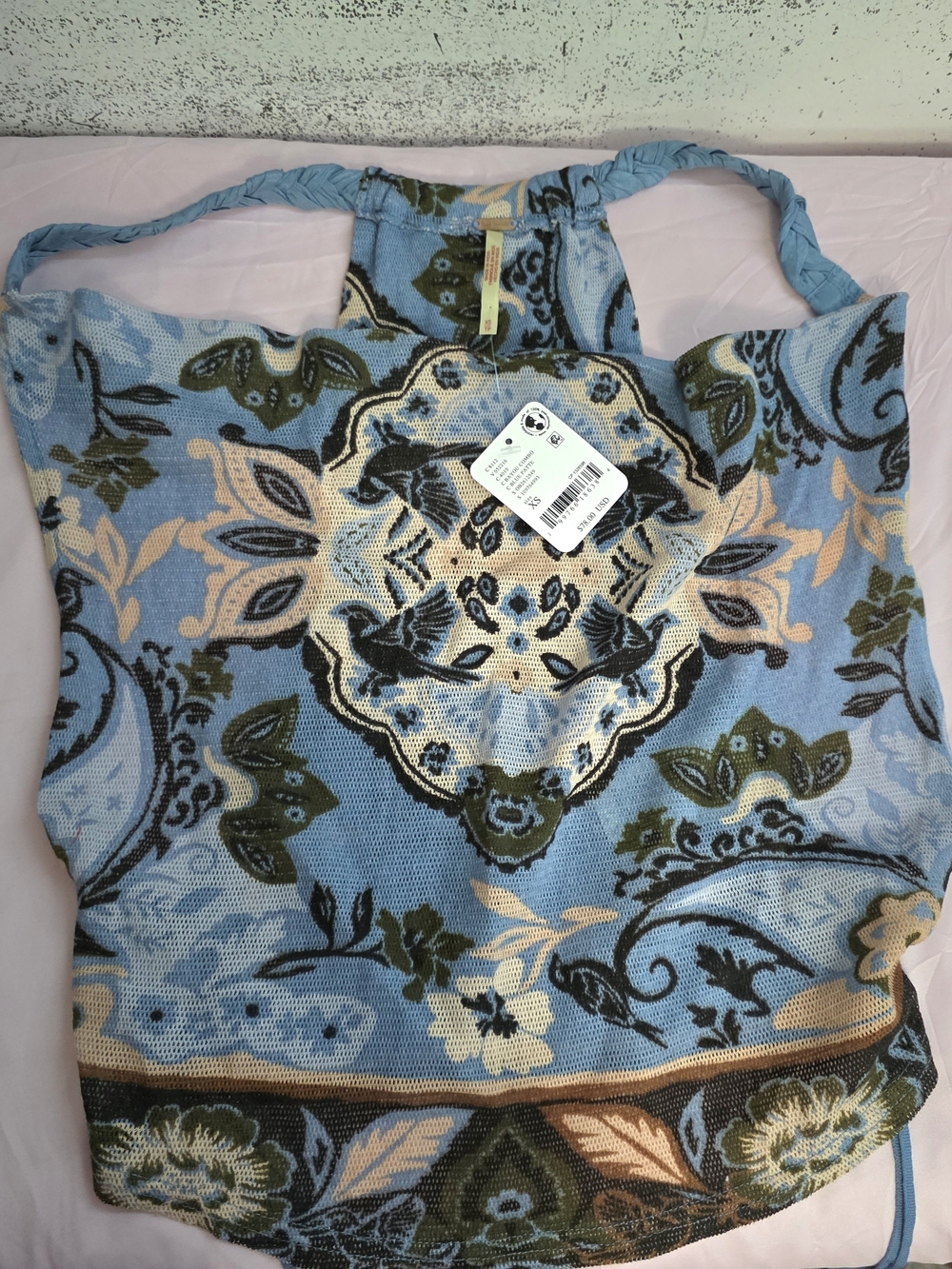 Free People Blue Floral  Medallion Tank